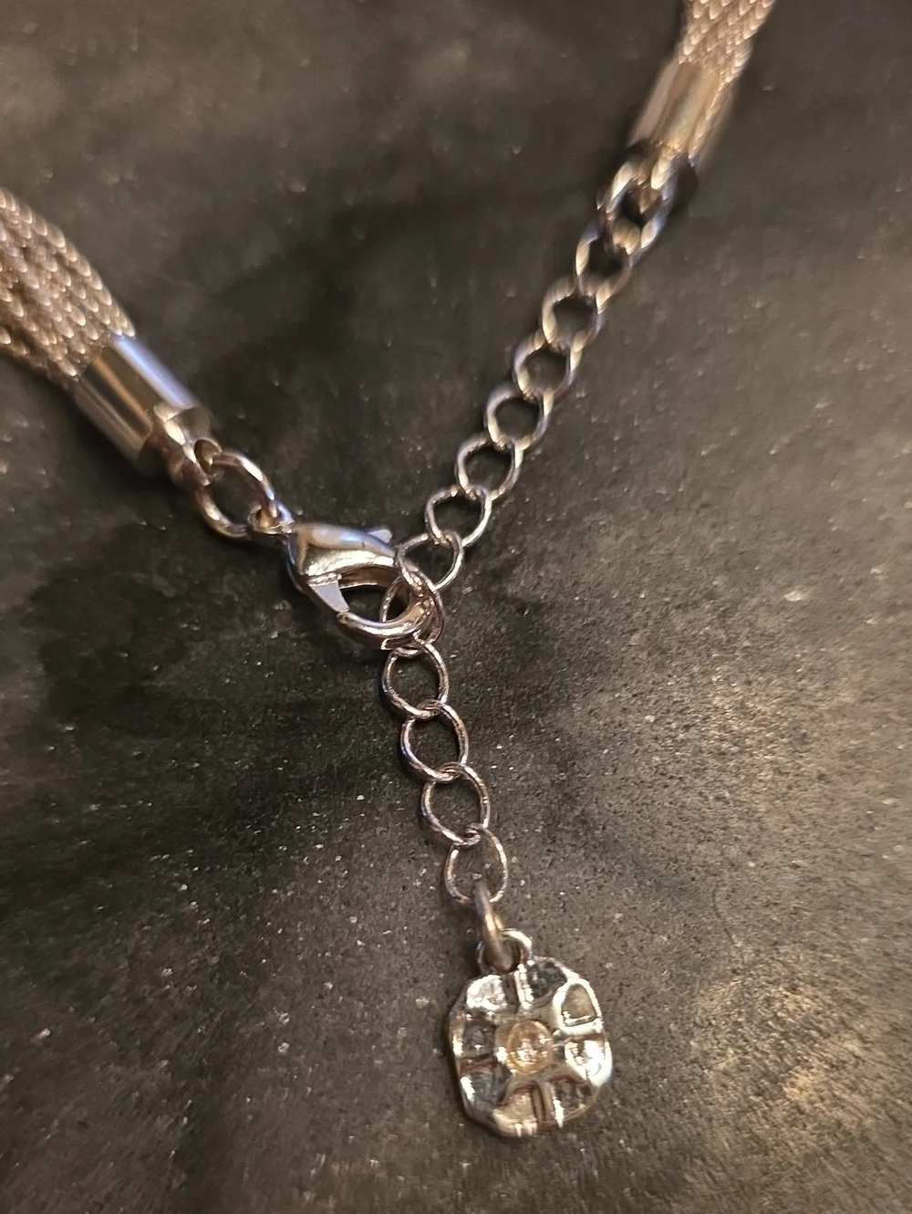 Monet Liquid Silver Multi Strand Mesh Chain Waterfall Statement Necklace Layered